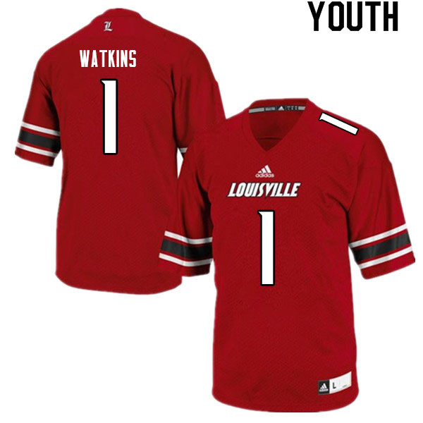 Youth #1 Jordan Watkins Louisville Cardinals College Football Jerseys Sale-Red